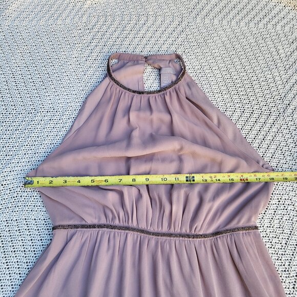 Chiffon Cocktail Dress with Beaded Neck and Waist Accents Size 10 - Picture 10 of 11